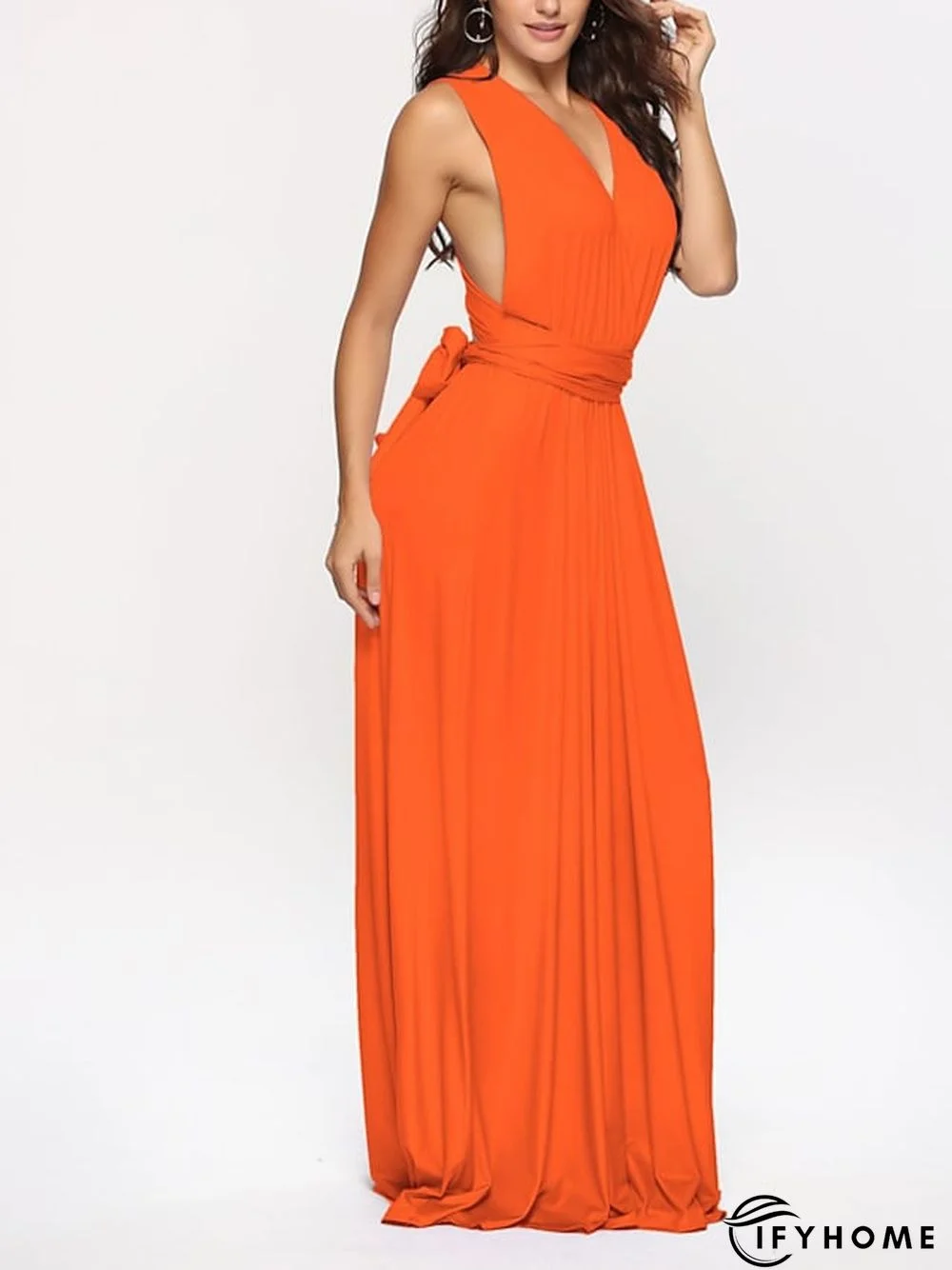 Women‘s Prom Party Dress Swing Dress Long Dress Maxi Dress Green Black Blue Sleeveless Pure Color Backless Spring Summer V Neck Party S M L XL | IFYHOME