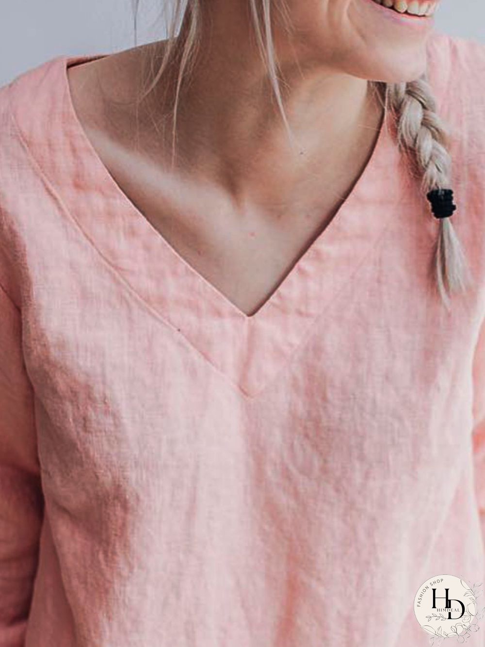 V Neck Casual Plain Tops