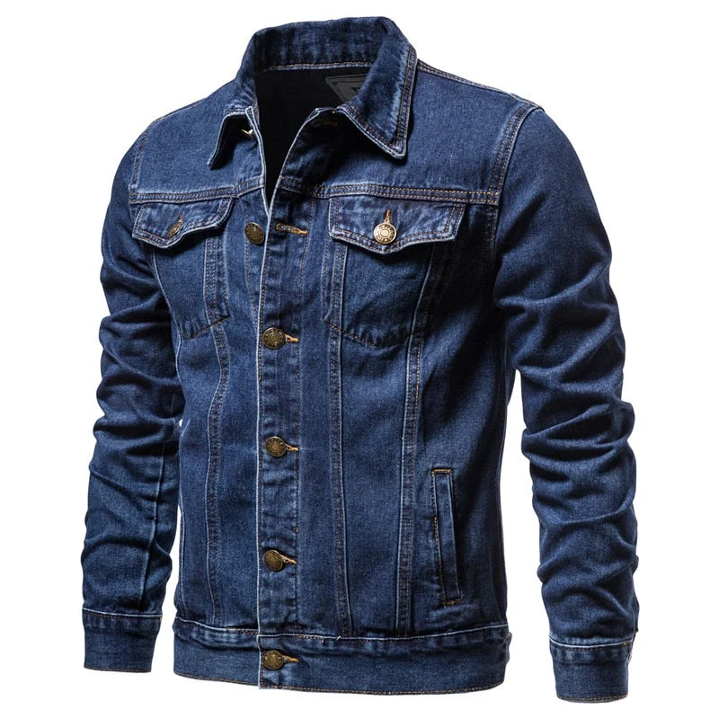 Huiketi Jacket Men Fashion Motorcycle Jeans Jackets Mens Causal Oversized Cotton Casual Black Blue Denim Jacket Man Outerwear Coat