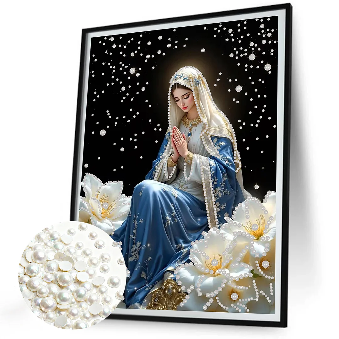 Virgin Mary DIY Pearl Painting Art Kit for Home Wall Decor 30x40cm Without Frame