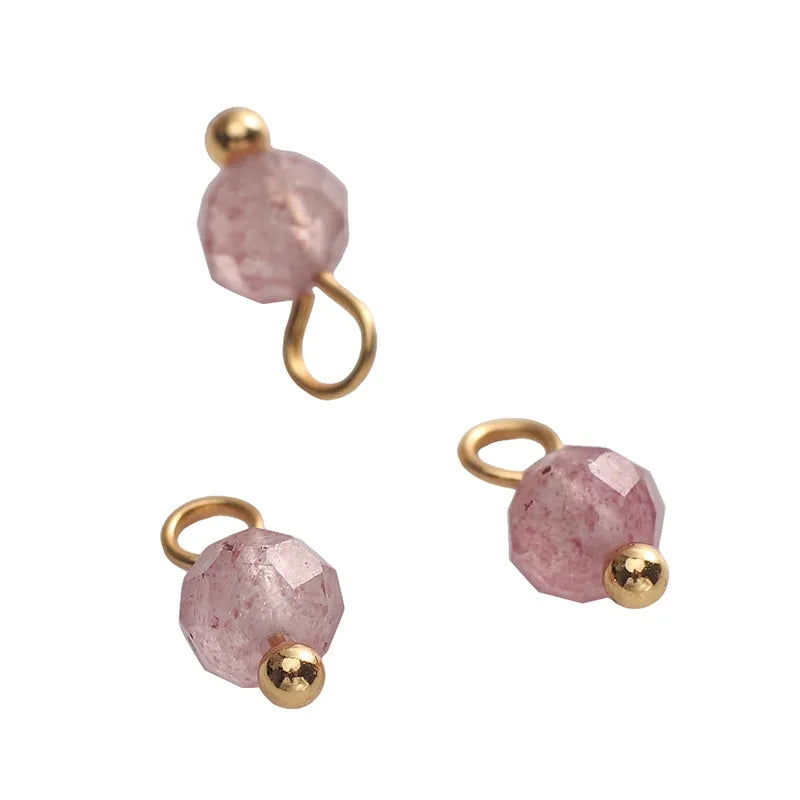 5 PCS/Package Diameter 3mm Diameter 4mm Hole 1~1.9mm Alloy Natural Stone Geometric Pendant Jewelry Accessories