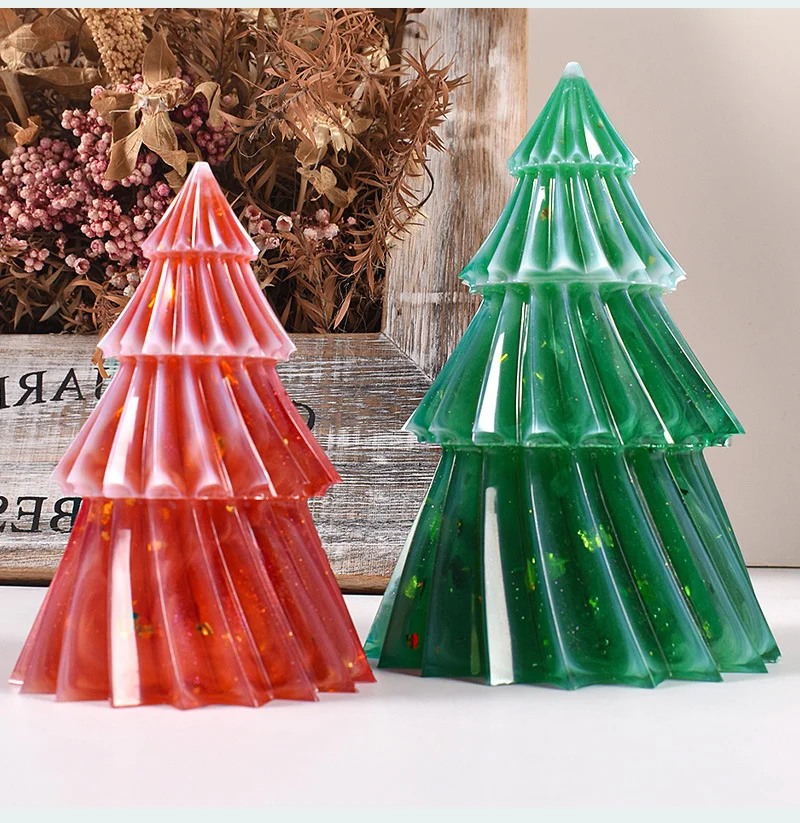 Striped Origami Christmas Tree Aromatherapy Plaster Ornament Silicone Mold