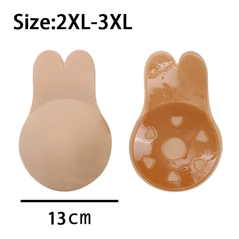 9CM-13CM Plus Size Rabbit Nipple Cover Breast Petals Intimates Accessories Push Up Invisible Bra Reusable Breast Stickers 1Pair