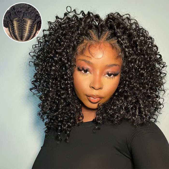 WeQueen Light Black Half Braids Half Curls 13x4 Lace Front Wigs