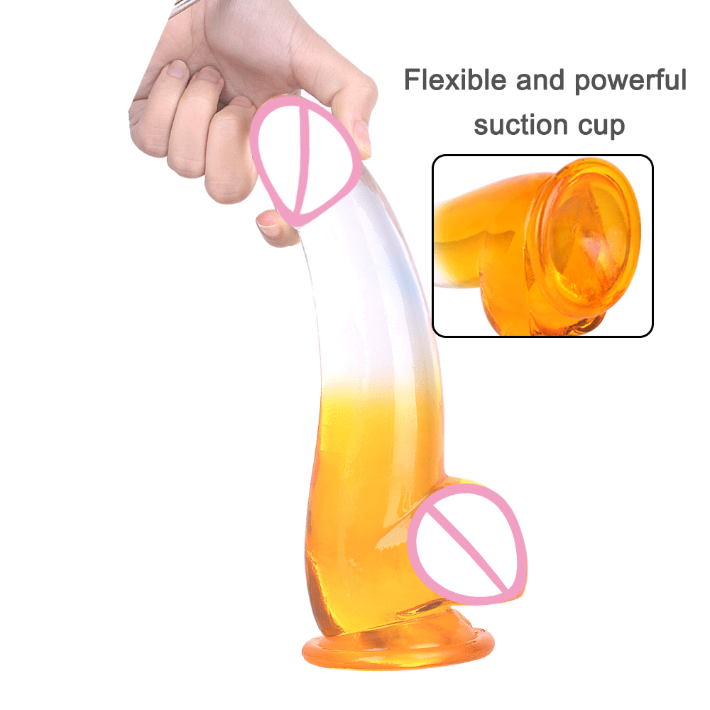 TPE Crystal Simulated Dildo with Balls - Rose Toy