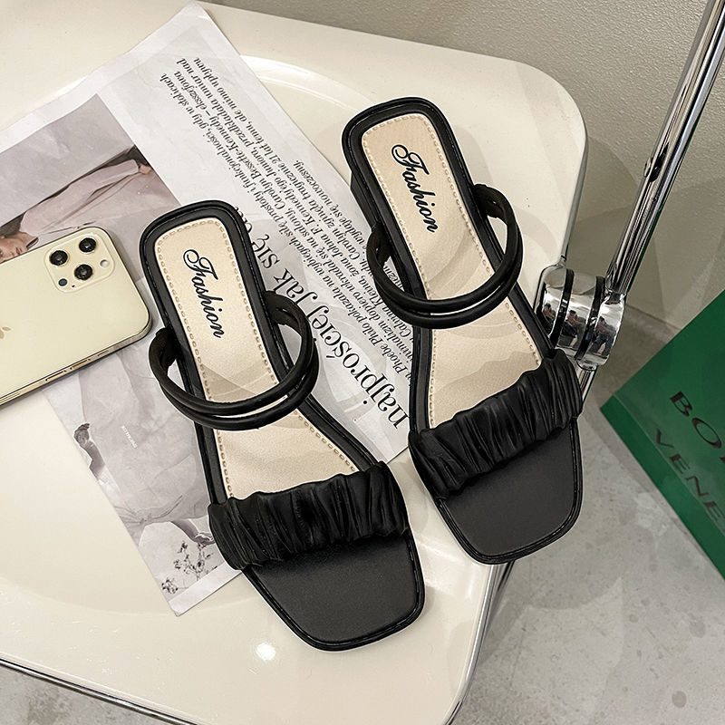 Mature Women Summer Sandals Fashion Shoes All Match Thick Soled Two Wear Half Drag