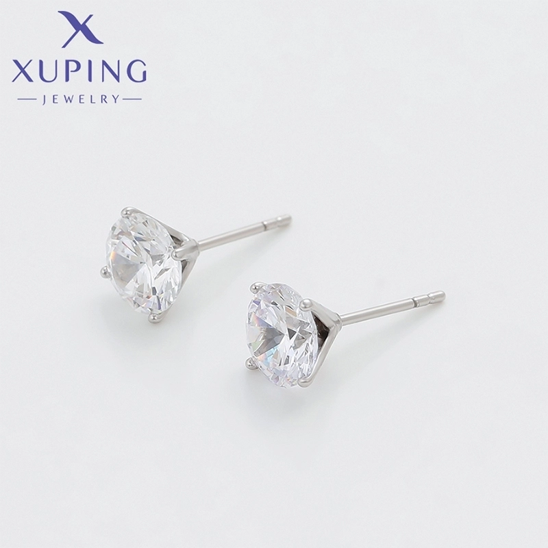 1 Pair Basic XUPING Minimalist Geometric Inlay Copper Artificial Gemstones 18K Gold Plated Ear Studs