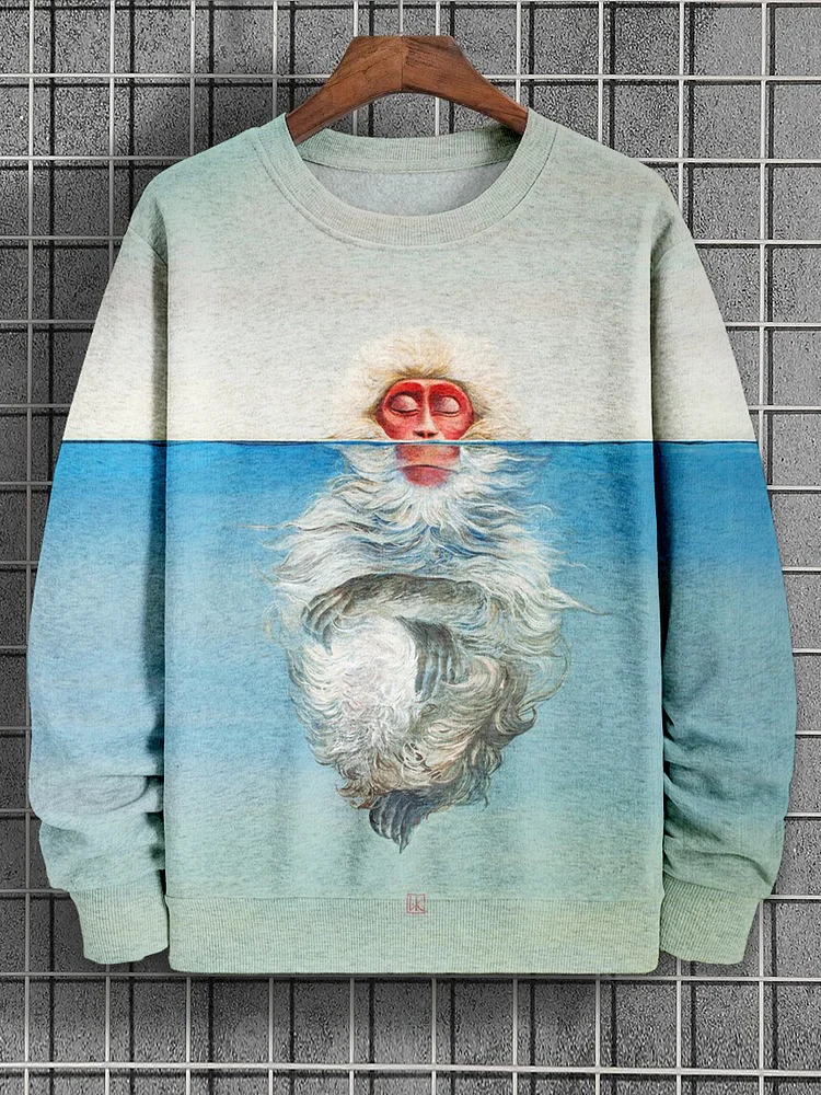 Men's The Meditation Of The Snow Monkey Art Print Casual Sweatshirt