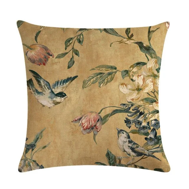 Linen Pillow Case - Bird