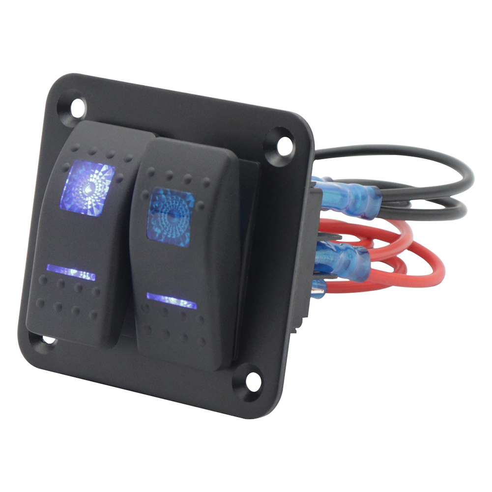 

5P 2 Gang Dual LED Waterproof On-Off Marine Boat Switch Panel for Car Black, 501 Original