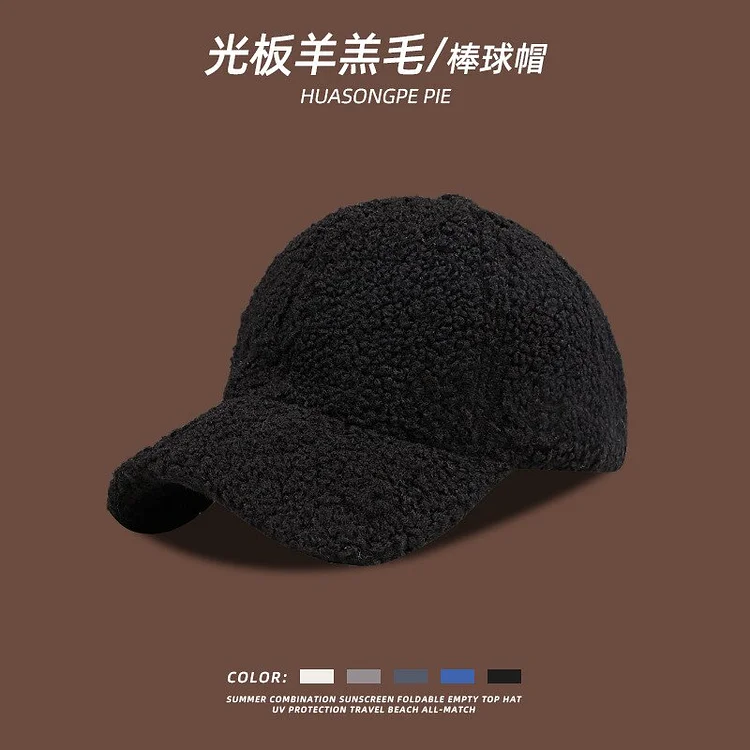 Sheeted Lamb Wool Baseball Cap WomensAutumn and Winter Warm Thickening Appears To Show The Face of Small Simple Cap Man