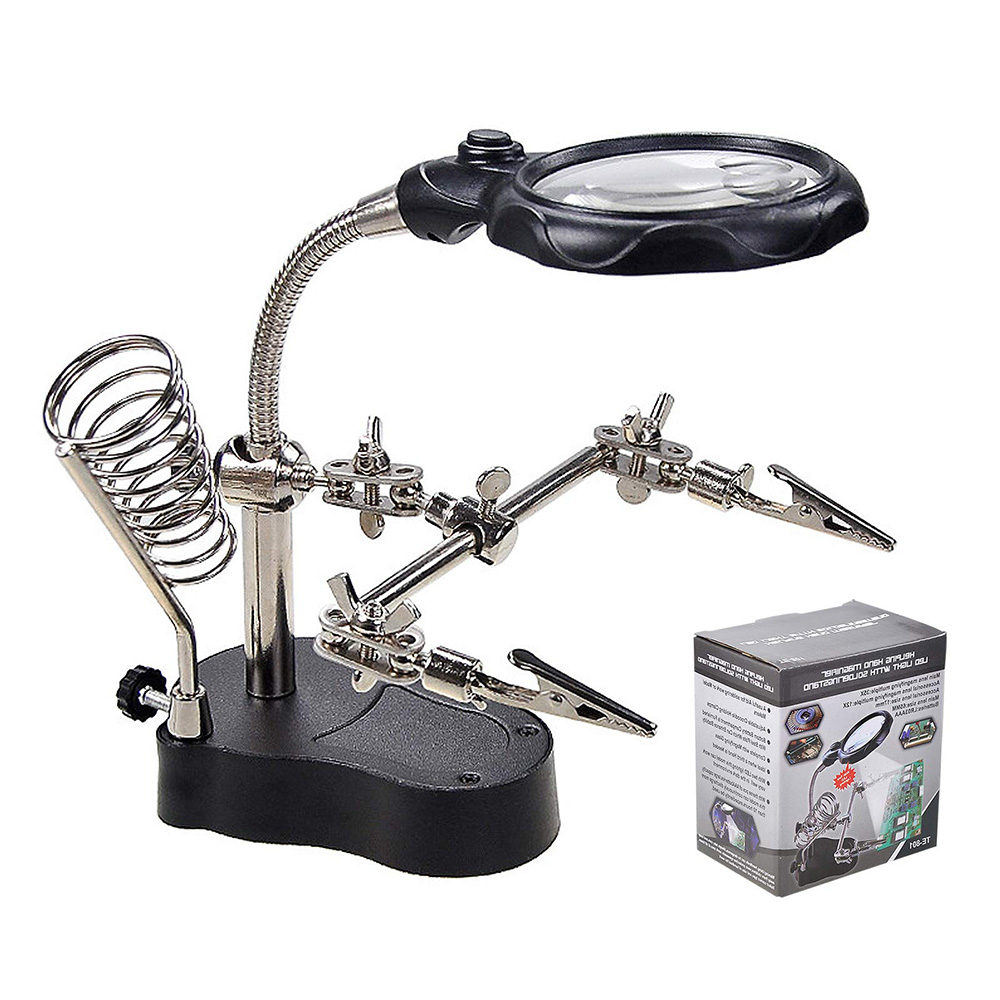 Likron Watches 35X 12X LED Soldering Helping Hands Station with Magnifier