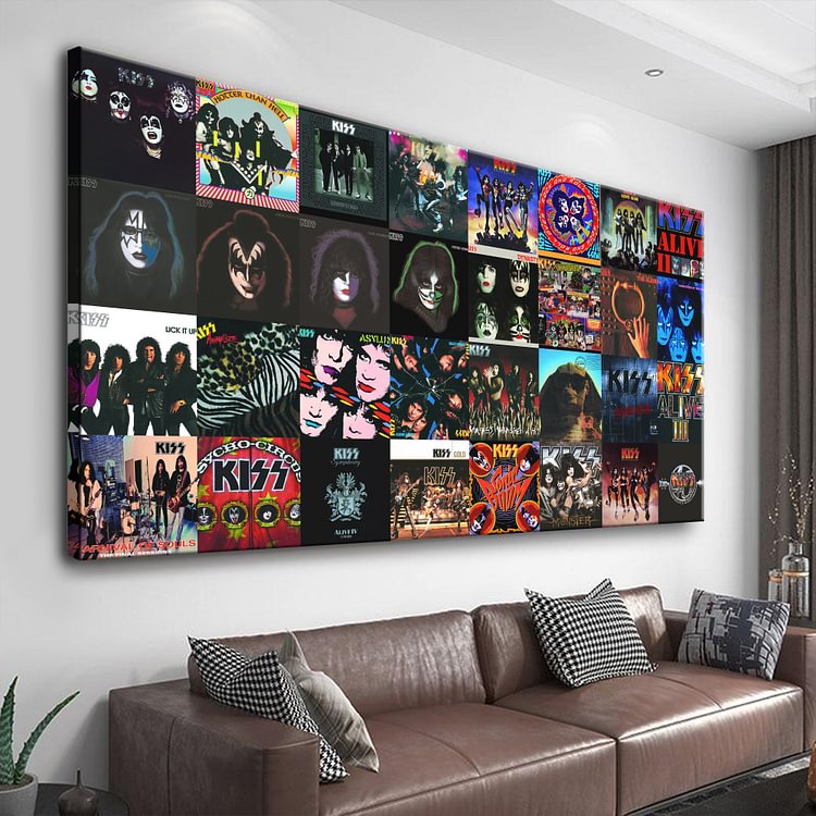 Kiss Album Covers Collage Canvas Wall Art