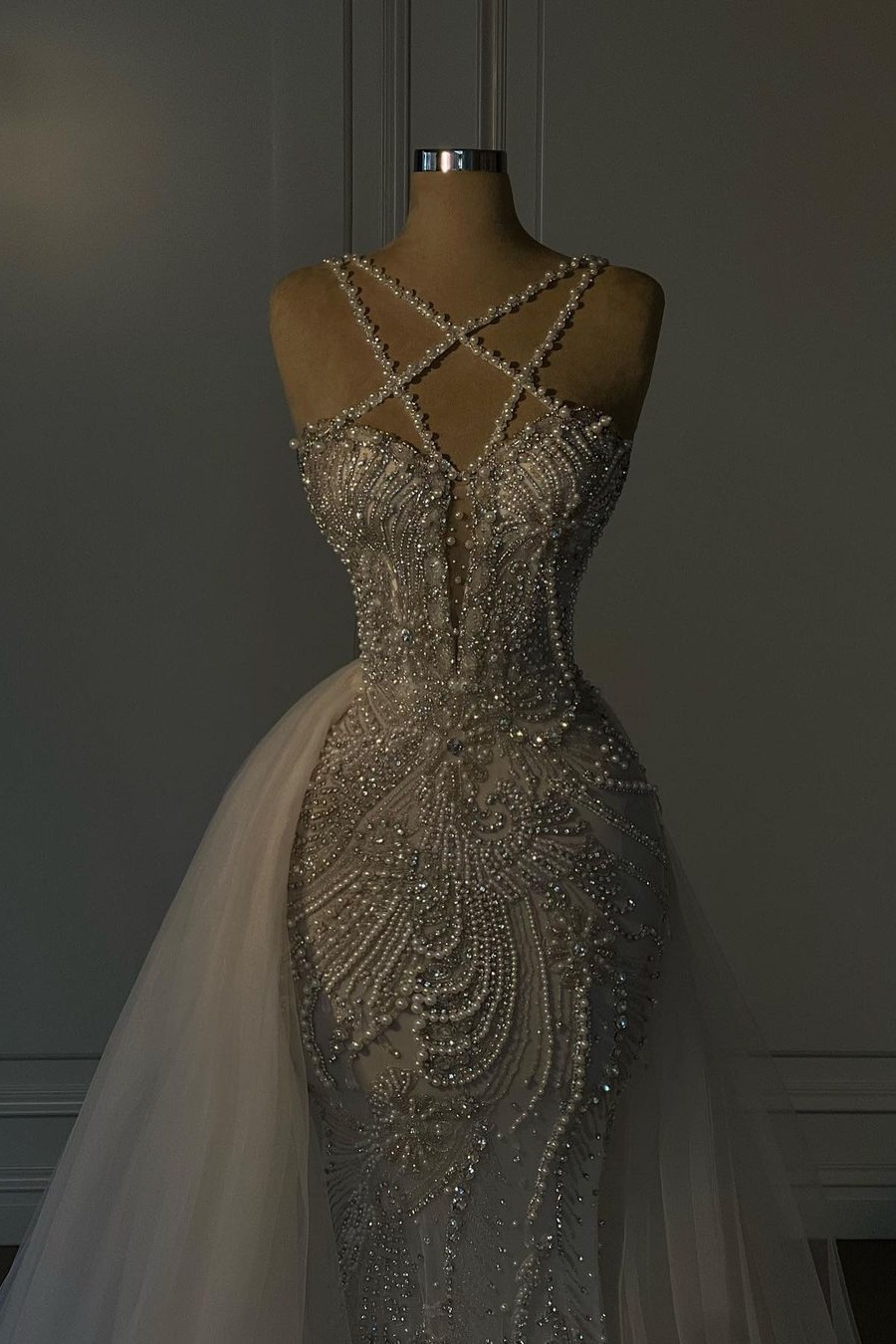 Black Mermaid Evening Dress with Slit & Beadings Sequins Spaghetti-Strap main image 1