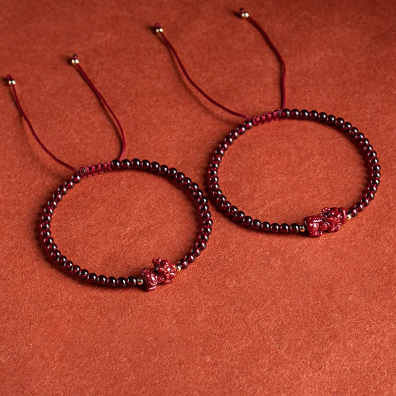 Cinnabar PiXiu Blessing Calm String Bracelet