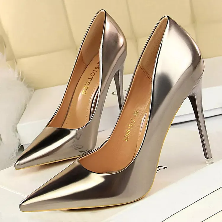 Patent Leather High Heel Wedding Pumps Basic Pump Shoes for Women