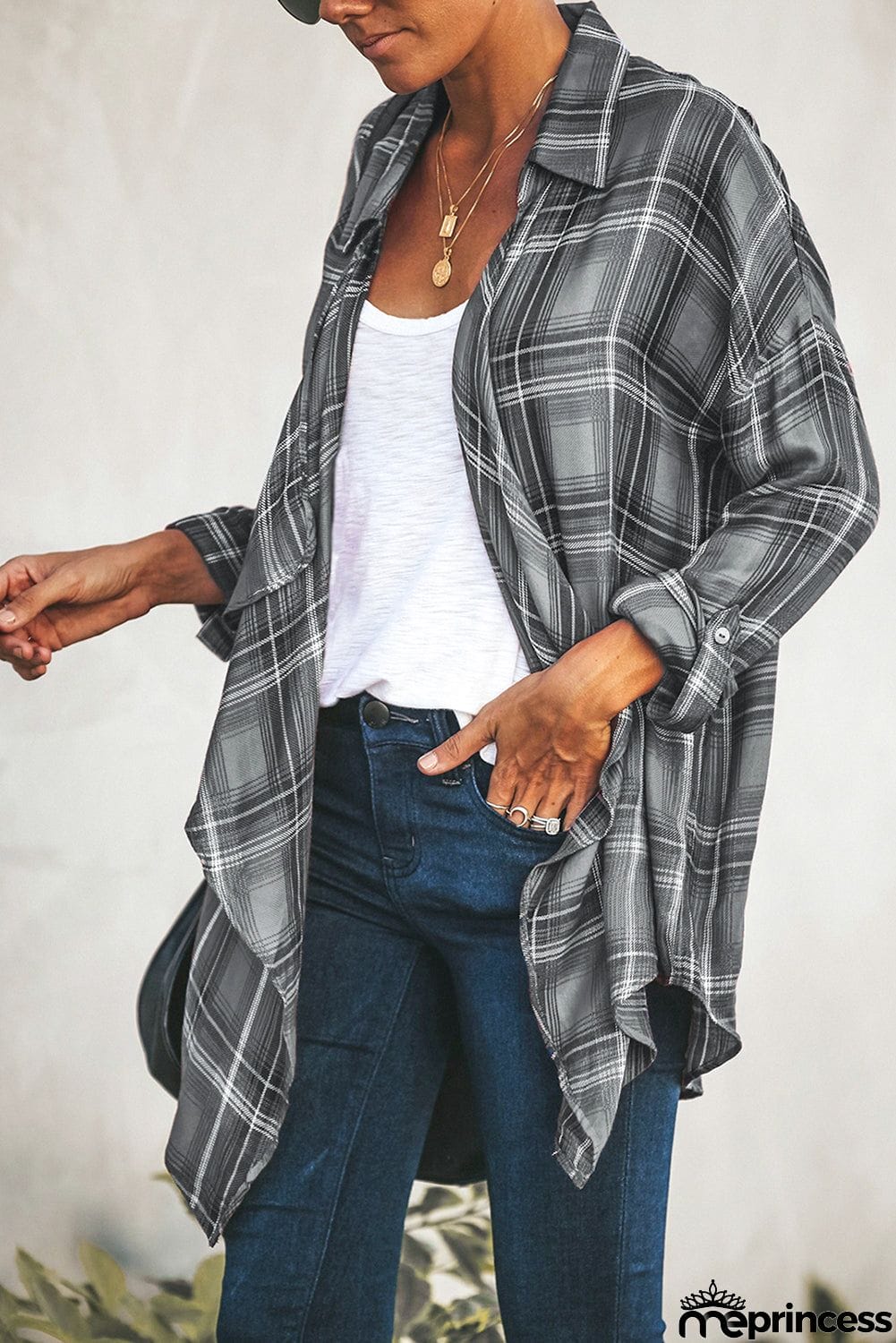 Plaid Drape Cardigan