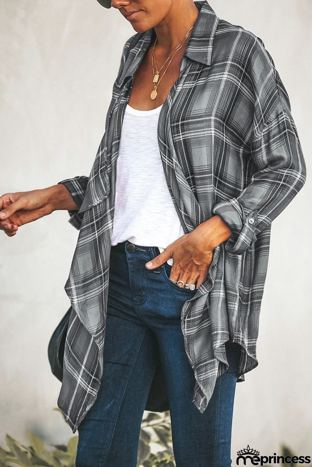 Plaid Drape Cardigan