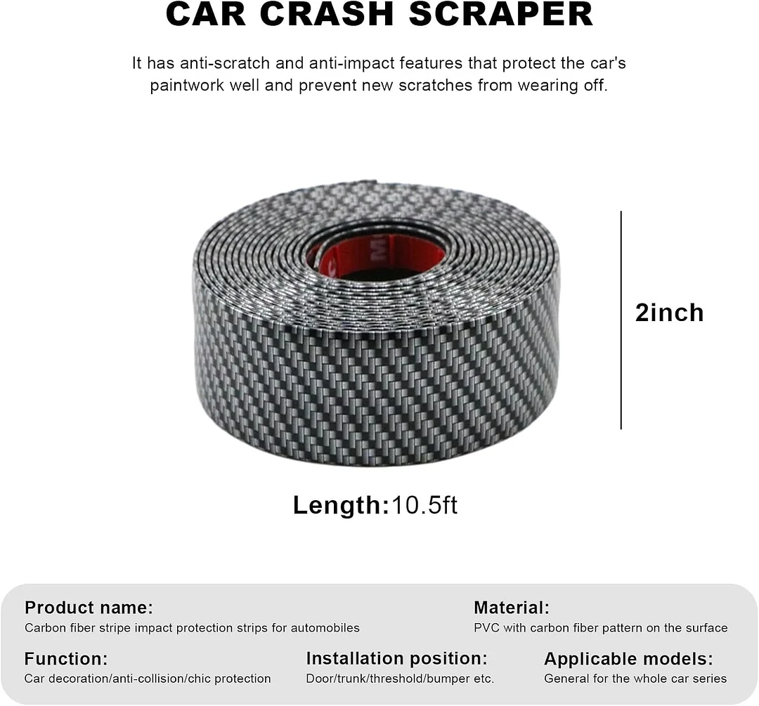 Car door anti-collision and anti-scratch cover sticker, waterproof carbon fiber door sill protection tape