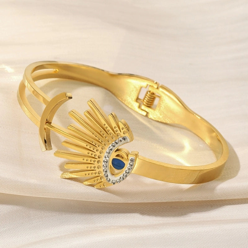 Minimalist Classic Style Solid Color Titanium Steel Zircon Bangle In Bulk