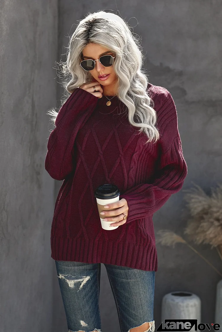 Winter Burgundy Oversize Thick Pullover Sweater