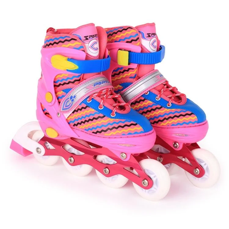 Children Full-flash White Roller Skates Skating Shoes, Straight Row Wheel, Size : L