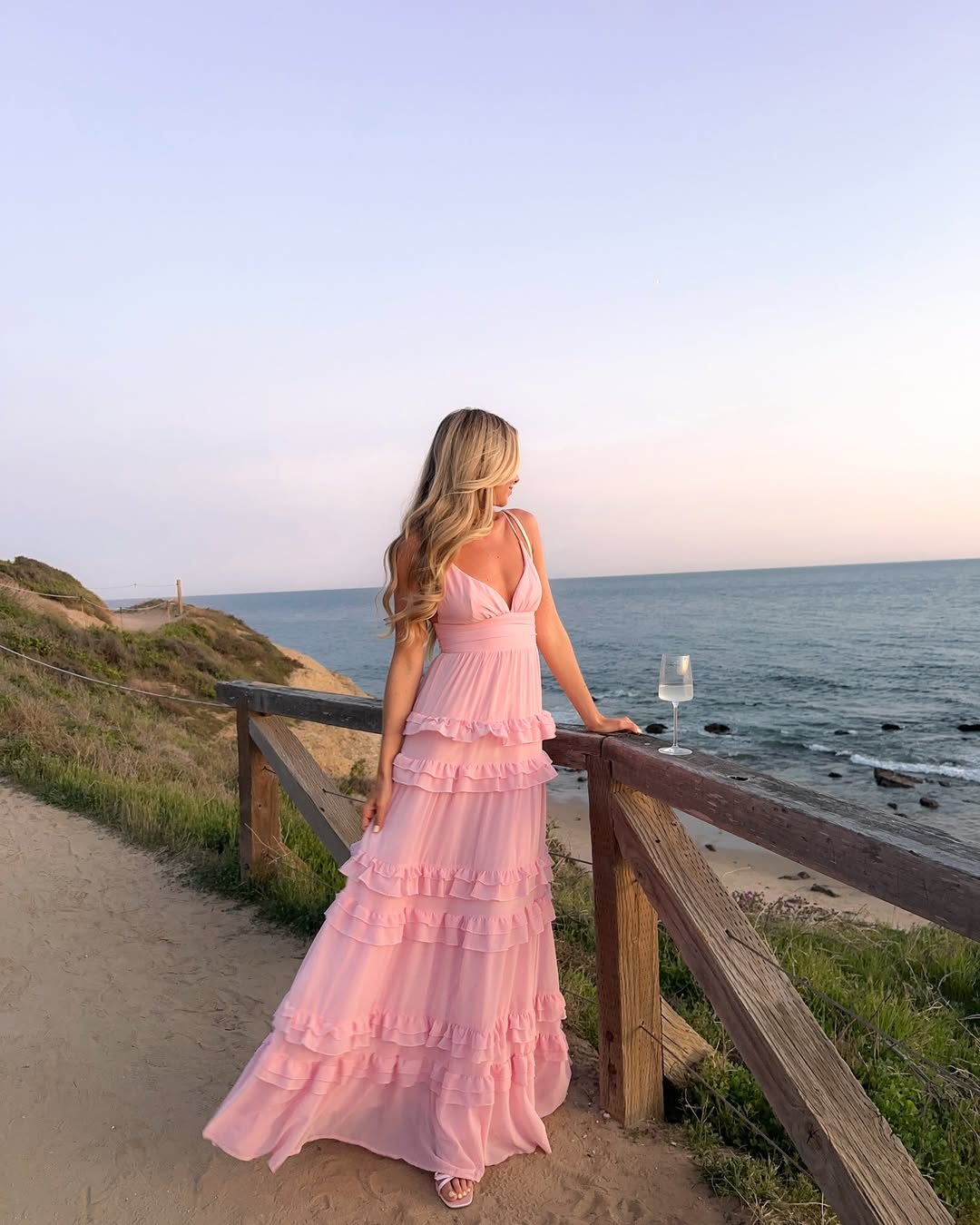 Oknass Chic V-Neck Spaghetti Strap Sleeveless Long Prom Dress With Ruffles