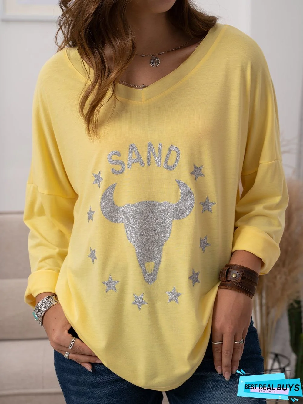 Casual Cotton-Blend Crew Neck Printed T-shirt