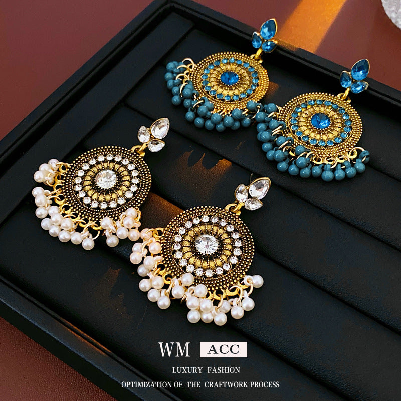 Medieval Round Geometric Alloy Electroplating Earrings