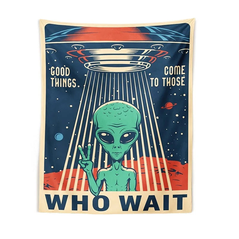 Alien Tapestry Outer space Wall Hanging macrame hippie Art Wall Hanging Tapestries poster for Living Room Home Dorm Decor print