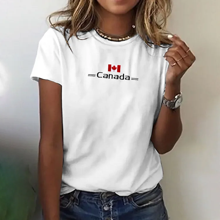 Women's Canada Maple Leaf Flag Short Sleeve T-shirt