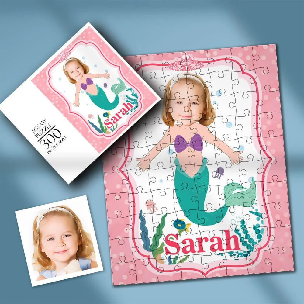Custom Face Photo Mermaid Style Personalized Jigsaw Puzzle - 35-1000 pieces