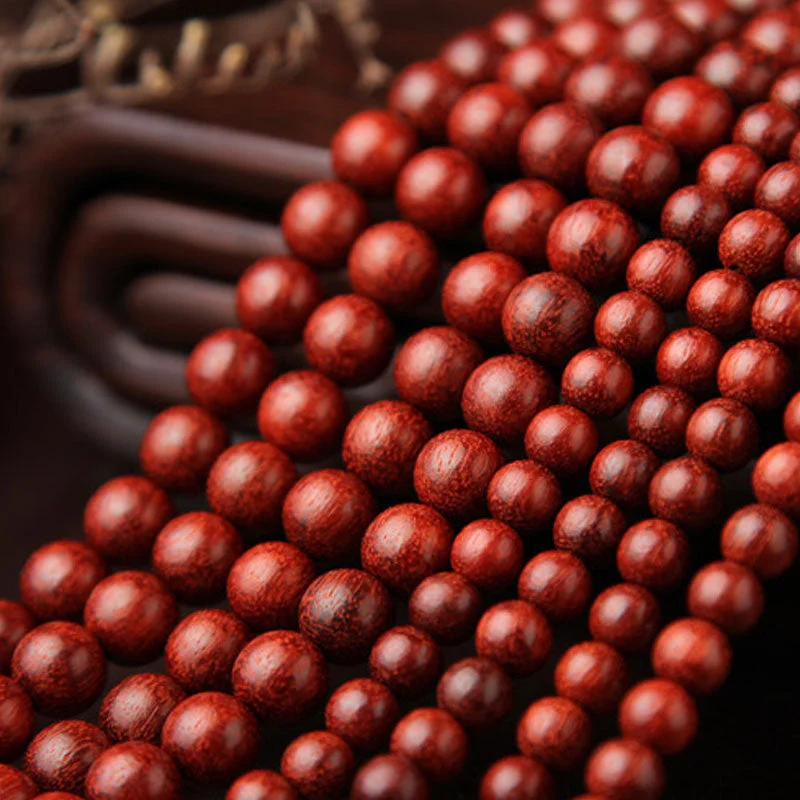 Tibetan Small Leaf Red Sandalwood 108 Beads Mala Meditation Necklace Bracelet