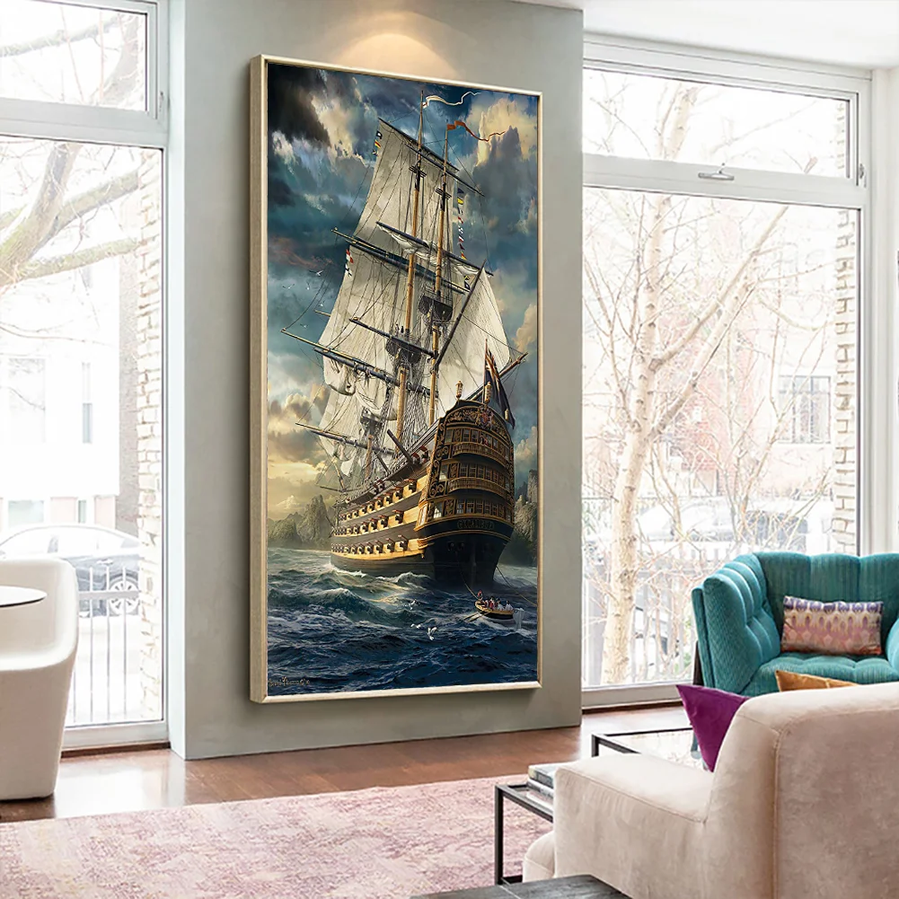 Diamond Painting - Full Round Drill - Sea Sailboat(40*80cm)