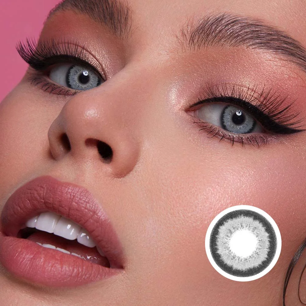 NEBULALENS Black Mamba-Grey Yearly Prescription Colored Contacts NEBULALENS