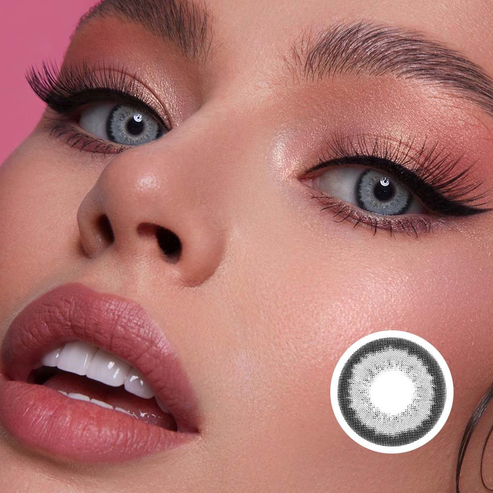 NEBULALENS Black Mamba-Grey Yearly Prescription Colored Contacts NEBULALENS