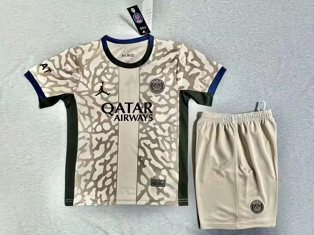 23/24 PSG Paris Saint Germain Fourth Away Kids Kit Football jersey