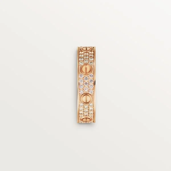 Love wedding band, diamond-paved Rose gold, diamonds