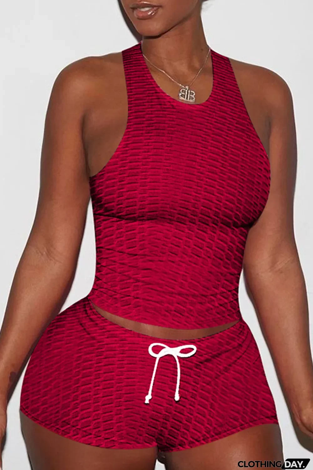 Black Sexy Sportswear Solid Patchwork Spaghetti Strap Sleeveless Two Pieces