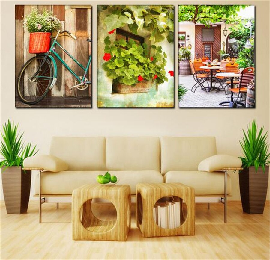 Nordic Fresh Town Landscape Canvas Painting 3pcs Modern Wall Art Posters And Prints Home Decoration For Bedroom Living Room