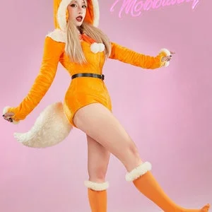 pornhint Pornhint PM Derivative Sexy Lingerie Bodysuit Halloween Plush Hooded Romper and Socks with Belt and Tail, Bunny Girl Bodycon Pajamas, Gift for Her