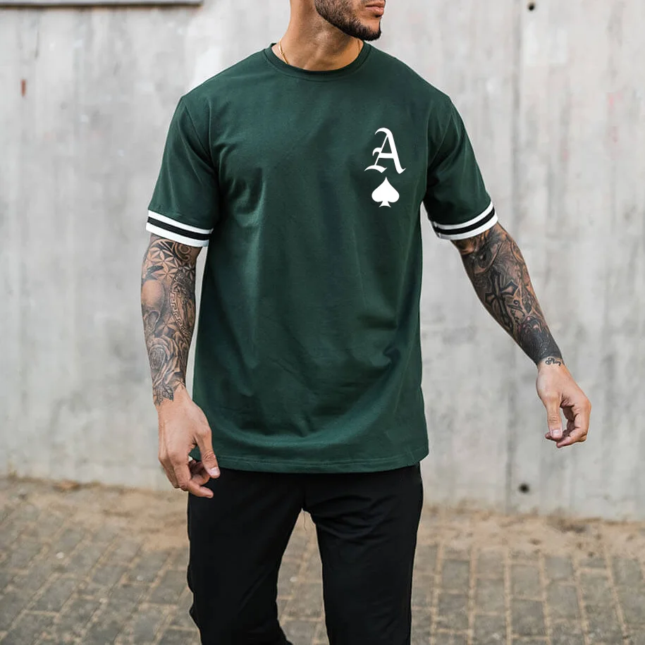 Playing Card A Stripe Contrast Short Sleeve T-Shirt