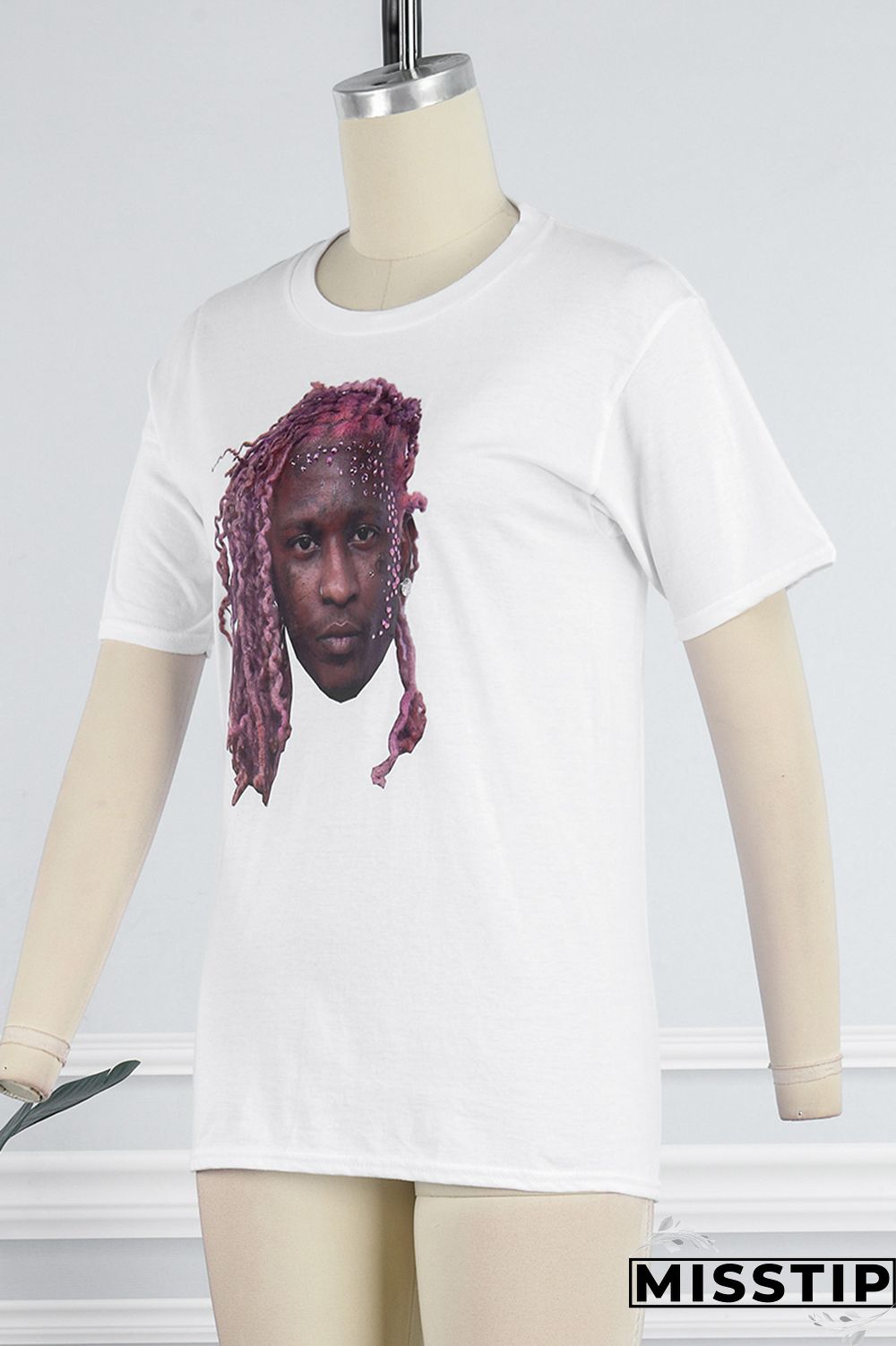 White Casual Print Basic O Neck T-Shirts (Subject To The Actual Object)