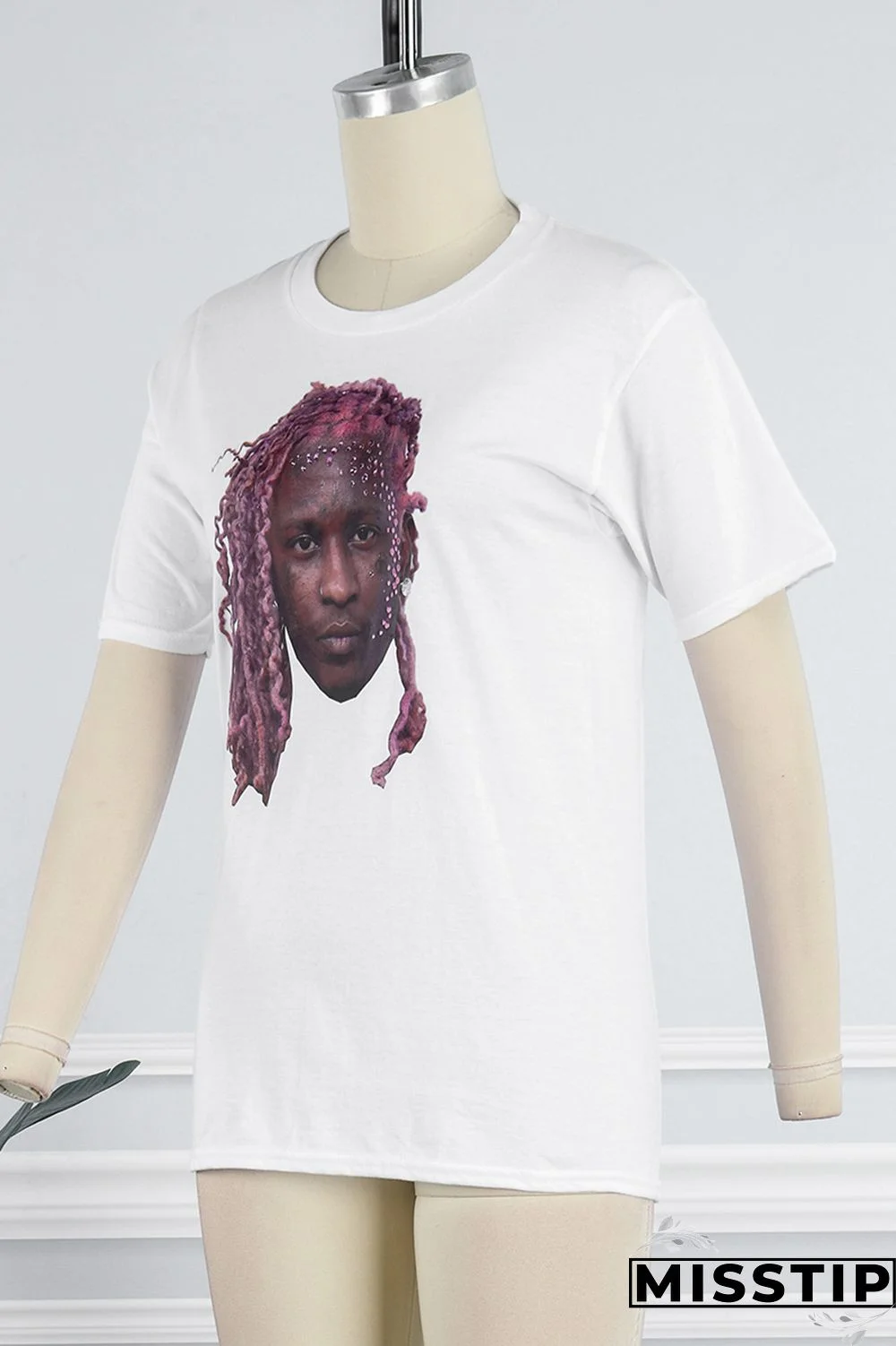 White Casual Print Basic O Neck T-Shirts (Subject To The Actual Object)