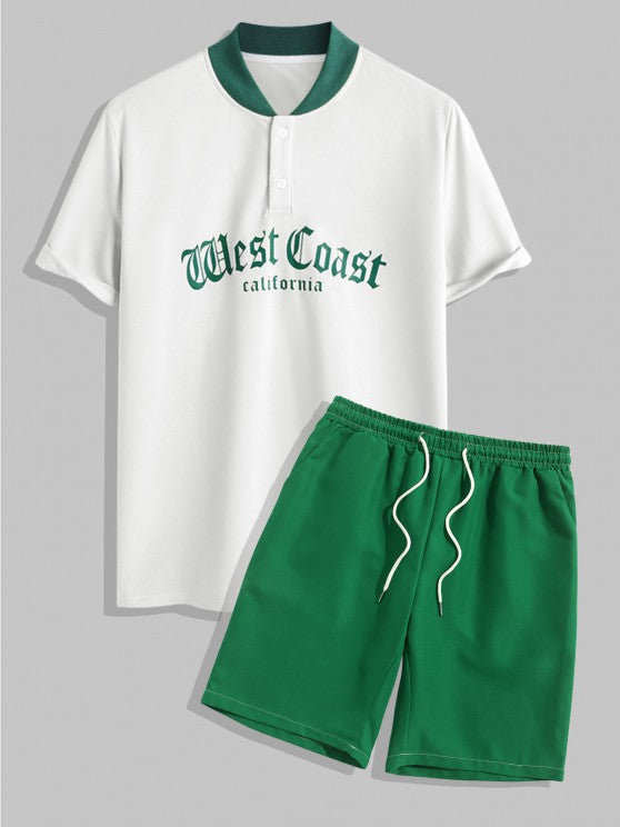 Letter Printed T Shirt And Bermuda Shorts Set
