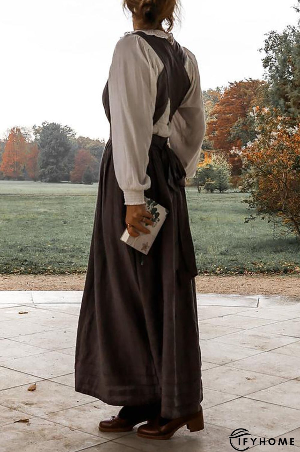 Cross Back O Neck Maxi Linen Dress | IFYHOME