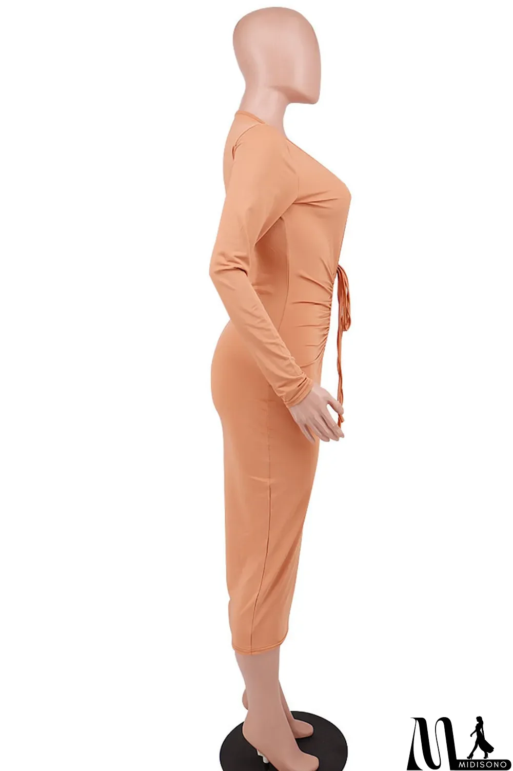 MidiSono - Black Sexy Solid Split Joint V Neck One Step Skirt Dresses