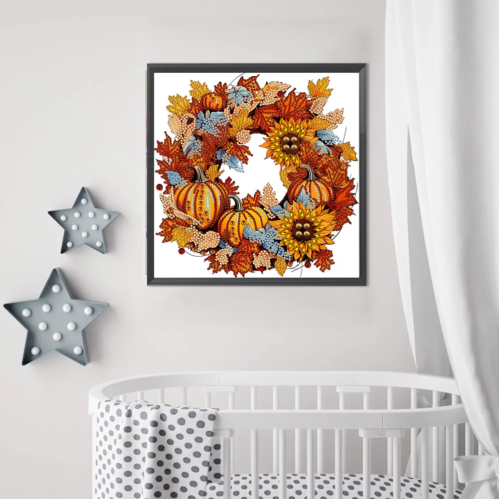 Diamond Painting - Partial Special Shaped Drill - Pumpkin Wreath(Canvas|30*30cm)