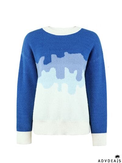 Color Block Dropped Shoulder Sweater