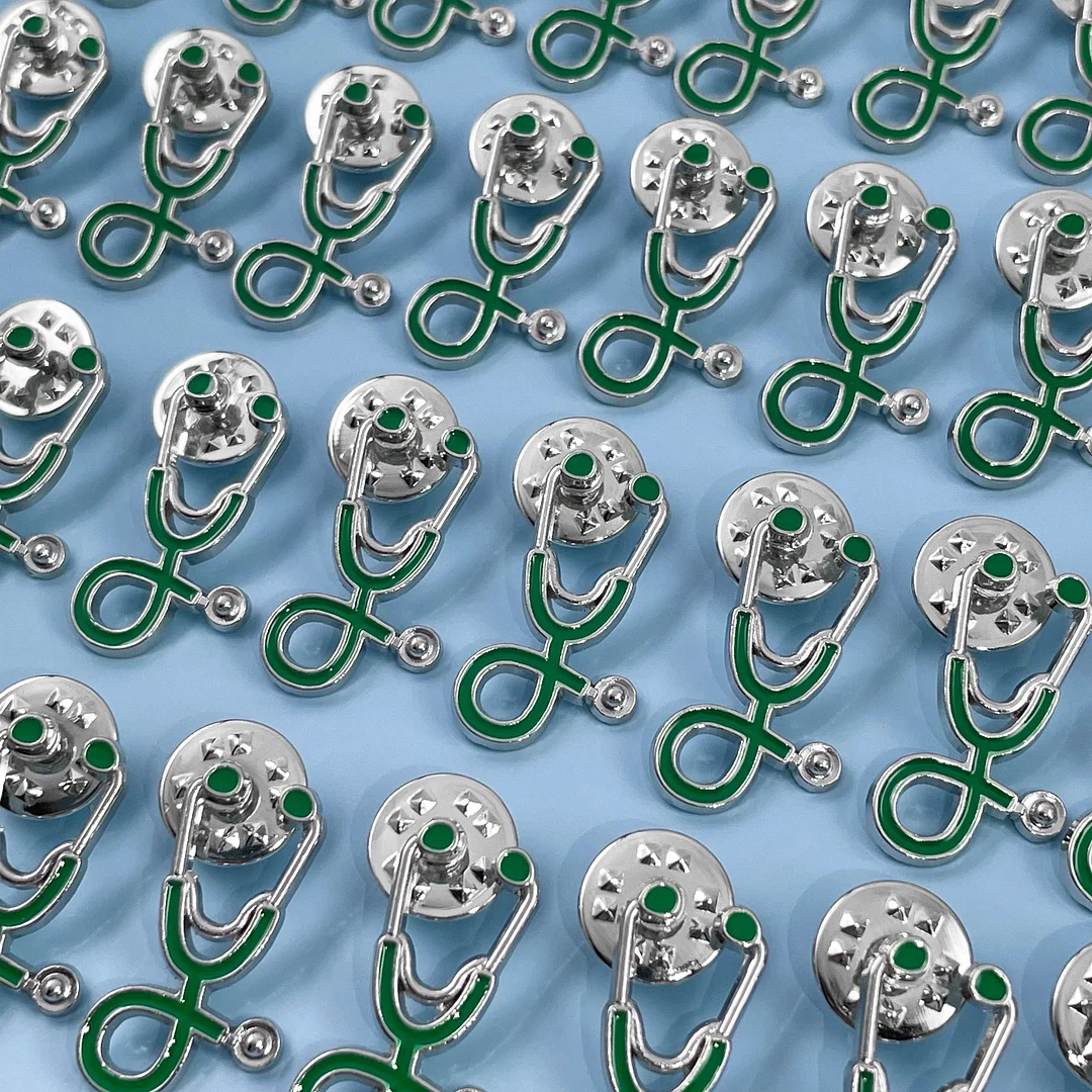 25pc Green Stethoscope Pin Pack